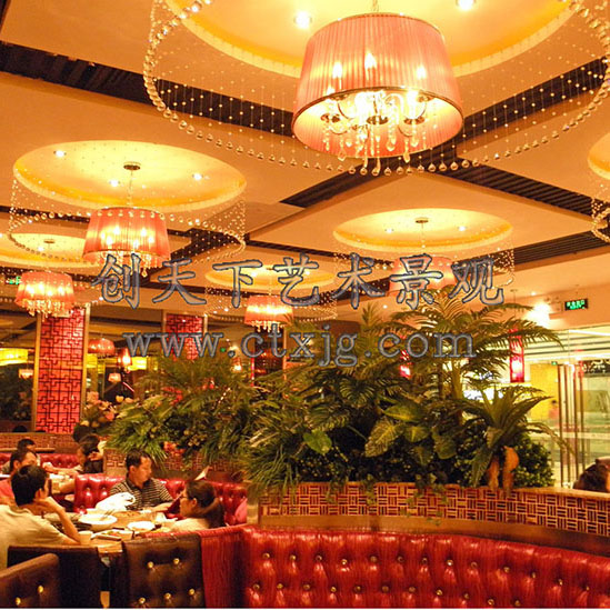 武汉-香籁餐厅经开万达店-仿真花艺景观及软装工程
